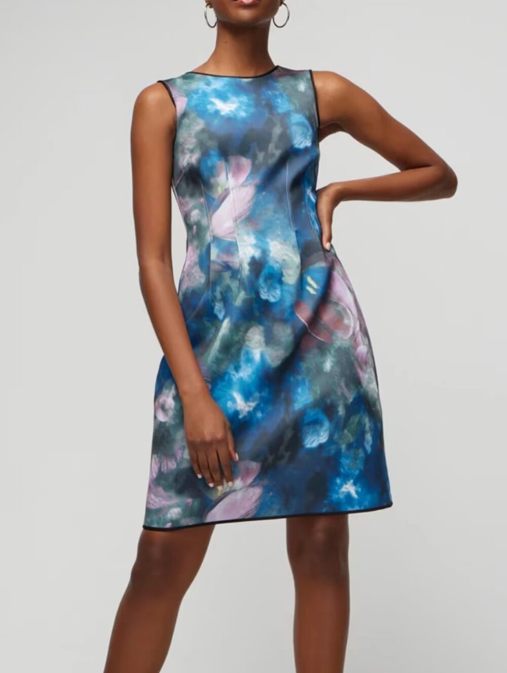 White House Black Market Ikat Floral Printed Scuba Fit-and-FlareDress Sz 6